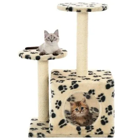 Cat scratching post with sisal post 60 cm beige prints by vidaXL, Cat furniture - Ref: Foro24-170520, Price: 34,41 €, Discoun...