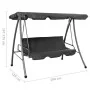 Rocking garden bench and anthracite steel canopy 192x118x175 cm by vidaXL, Garden rockers - Ref: Foro24-45072, Price: 208,27 ...