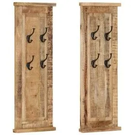 Coat racks 2 units solid mango wood 38x100 cm by vidaXL, Hat and coat racks - Ref: Foro24-337853, Price: 129,78 €, Discount: %