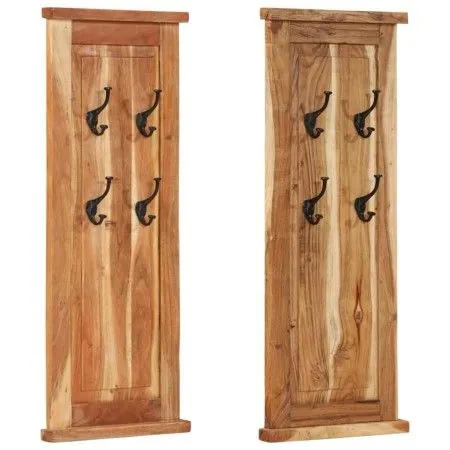 Coat racks, 2 units, solid acacia wood, 38x100 cm by vidaXL, Hat and coat racks - Ref: Foro24-337854, Price: 121,02 €, Discou...