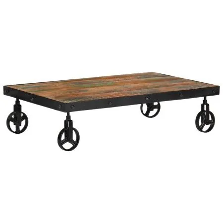 Couchtisch mit Rollen aus massivem Recyclingholz 100x60x26 cm von vidaXL, Couchtisch - Ref: Foro24-338016, Preis: 113,76 €, R...
