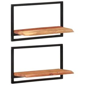 Wall shelves 2 units solid acacia wood 60x25x35 cm by vidaXL, Shelves and shelves - Ref: Foro24-338459, Price: 61,94 €, Disco...