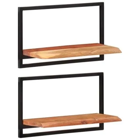 Wandregale 2 Einheiten aus massivem Akazienholz 60x25x35 cm von vidaXL, Regale und Regale - Ref: Foro24-338459, Preis: 62,92 ...