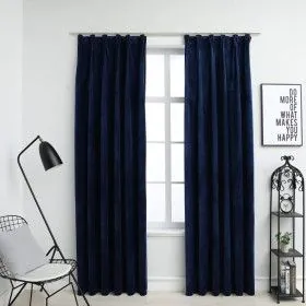 Blackout curtains hooks 2 pcs dark blue velvet 140x175cm by vidaXL, Curtains and curtains - Ref: Foro24-134532, Price: 39,98 ...