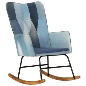 Denimblauer Patchwork-Schaukelstuhl aus Segeltuch von vidaXL, Schaukelstühle - Ref: Foro24-339688, Preis: 108,36 €, Rabatt: %