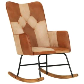 Genuine Leather and Brown Canvas Rocking Chair by vidaXL, Rocking chairs - Ref: Foro24-339691, Price: 123,47 €, Discount: %