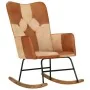 Mecedora de cuero auténtico y lona marrón de vidaXL, Mecedoras - Ref: Foro24-339691, Precio: 123,46 €, Descuento: %