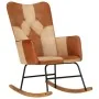 Schaukelstuhl aus echtem Leder und braunem Canvas von vidaXL, Schaukelstühle - Ref: Foro24-339691, Preis: 123,47 €, Rabatt: %