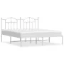 Estructura de cama de metal con cabecero blanco 183x213 cm de vidaXL, Camas y somieres - Ref: Foro24-353493, Precio: 107,22 €...