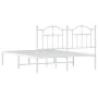 Estructura de cama de metal con cabecero blanca 140x190 cm de vidaXL, Camas y somieres - Ref: Foro24-353488, Precio: 115,74 €...