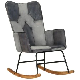 Genuine Leather and Gray Canvas Rocking Chair by vidaXL, Rocking chairs - Ref: Foro24-339693, Price: 100,31 €, Discount: %