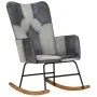 Genuine Leather and Gray Canvas Rocking Chair by vidaXL, Rocking chairs - Ref: Foro24-339693, Price: 100,31 €, Discount: %
