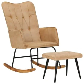 Schaukelstuhl mit Hocker Vintage Leinen in Creme Farbe von vidaXL, Schaukelstühle - Ref: Foro24-339699, Preis: 118,94 €, Raba...