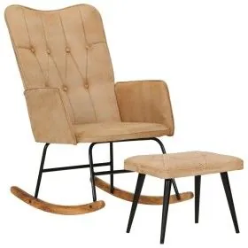 Vintage cream rocking chair with canvas stool by vidaXL, Rocking chairs - Ref: Foro24-339699, Price: 118,94 €, Discount: %