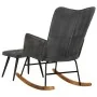 Mecedora con taburete reposapiés lona negro vintage de vidaXL, Mecedoras - Ref: Foro24-339702, Precio: 126,05 €, Descuento: %