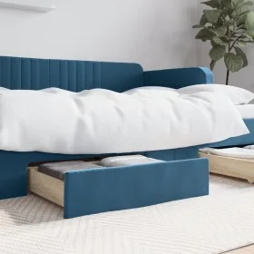 Cajones de cama 2 uds madera de ingeniería y terciopelo azul de vidaXL, Camas y accesorios - Ref: Foro24-833915, Precio: 45,3...