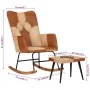 Rocking chair with stool genuine leather and brown canvas by vidaXL, Rocking chairs - Ref: Foro24-339707, Price: 123,93 €, Di...