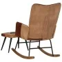 Rocking chair with genuine leather seat and brown canvas. by vidaXL, Rocking chairs - Ref: Foro24-339708, Price: 152,86 €, Di...
