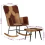 Rocking chair with genuine leather seat and brown canvas. by vidaXL, Rocking chairs - Ref: Foro24-339708, Price: 152,86 €, Di...