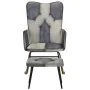 Rocking chair with stool genuine leather and gray canvas by vidaXL, Rocking chairs - Ref: Foro24-339709, Price: 128,67 €, Dis...