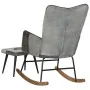 Schaukelstuhl mit Hocker aus echtem Leder und grauem Canvas von vidaXL, Schaukelstühle - Ref: Foro24-339709, Preis: 128,67 €,...