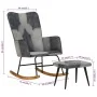Schaukelstuhl mit Hocker aus echtem Leder und grauem Canvas von vidaXL, Schaukelstühle - Ref: Foro24-339709, Preis: 128,67 €,...
