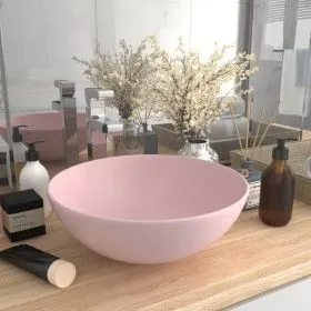 Matte pink ceramic round bathroom sink by vidaXL, Sinks - Ref: Foro24-146977, Price: 62,46 €, Discount: %