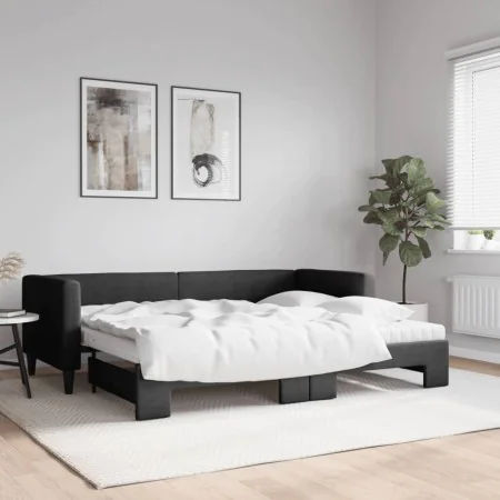 Trundle sofa bed with black fabric mattress 80x200 cm by vidaXL, Beds and slatted bases - Ref: Foro24-3196593, Price: 417,24 ...