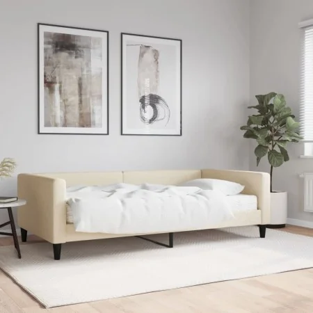 Sofa bed with cream fabric mattress 100x200 cm by vidaXL, Beds and slatted bases - Ref: Foro24-3196569, Price: 370,88 €, Disc...