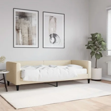 Sofa bed with cream fabric mattress 80x200 cm by vidaXL, Beds and slatted bases - Ref: Foro24-3196559, Price: 307,41 €, Disco...