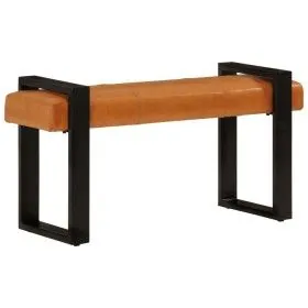 Schwarz-braune Bank aus echtem Ziegenleder, 110 cm von vidaXL, Ess- und Küchenbänke - Ref: Foro24-342210, Preis: 160,94 €, Ra...