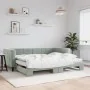 Trundle sofa bed with light gray velvet mattress 90x190 cm by vidaXL, Beds and slatted bases - Ref: Foro24-3196728, Price: 40...
