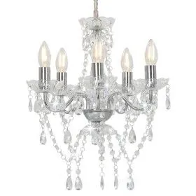 Chandelier with round silver crystal beads 5xE14 by vidaXL, Lamps - Ref: Foro24-281601, Price: 92,96 €, Discount: %