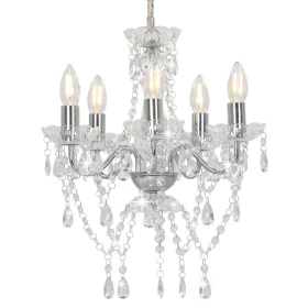 Runder Kronleuchter mit silbernen Kristallperlen 5xE14 von vidaXL, Lampen - Ref: Foro24-281601, Preis: 92,96 €, Rabatt: %
