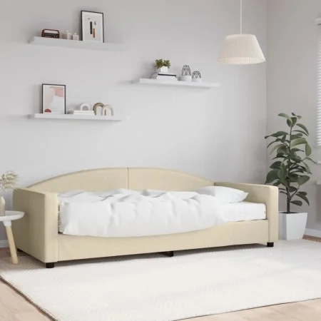 Sofa bed with cream fabric mattress 90x200 cm by vidaXL, Beds and slatted bases - Ref: Foro24-3197174, Price: 332,70 €, Disco...