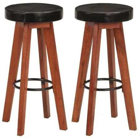 Küchenhocker 2 Stück Echtes Leder Massivholz Akazie von vidaXL, Küchenhocker - Ref: Foro24-348165, Preis: 172,06 €, Rabatt: %
