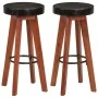 Kitchen stools 2 units genuine leather solid acacia wood by vidaXL, Kitchen stools - Ref: Foro24-348165, Price: 172,04 €, Dis...