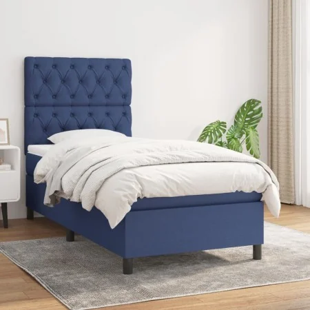 Cama box spring con colchón tela azul 80x200 cm de vidaXL, Camas y somieres - Ref: Foro24-3141975, Precio: 358,27 €, Descuent...