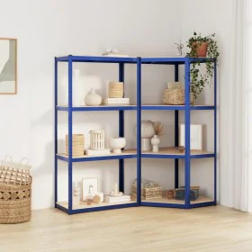 Regal 4 Ebenen 2 Einheiten Stahl und blaues Sperrholz von vidaXL, Industrieregale - Ref: Foro24-3154147, Preis: 97,53 €, Raba...