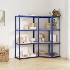 Shelving 4 levels 2 units steel and blue plywood by vidaXL, Industrial shelving - Ref: Foro24-3154147, Price: 97,53 €, Discou...