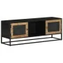 Mueble de TV madera maciza de mango y hierro 110x30x40 cm de vidaXL, Muebles TV - Ref: Foro24-353889, Precio: 233,46 €, Descu...