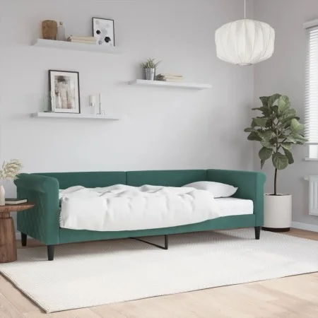 Sofa bed with dark green velvet mattress 80x200 cm by vidaXL, Beds and slatted bases - Ref: Foro24-3197742, Price: 310,67 €, ...