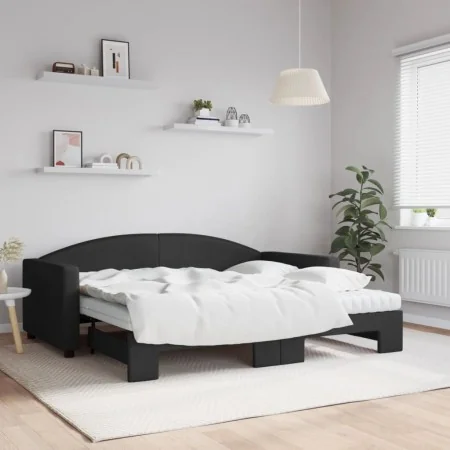 Trundle sofa bed with black fabric mattress 90x190 cm by vidaXL, Beds and slatted bases - Ref: Foro24-3197218, Price: 406,40 ...