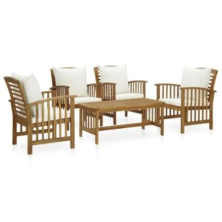 Garden furniture and cushions set 5 pieces solid acacia wood by vidaXL, Garden sets - Ref: Foro24-3057978, Price: 463,49 €, D...