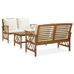 3-teiliges Gartenmöbel mit Kissen aus massivem Akazienholz von vidaXL, Gartensets - Ref: Foro24-3057988, Preis: 410,95 €, Rab...