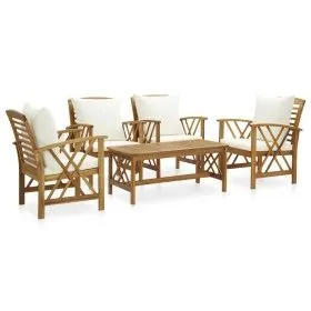Garden furniture and cushions set 5 pieces solid acacia wood by vidaXL, Garden sets - Ref: Foro24-3057990, Price: 481,28 €, D...