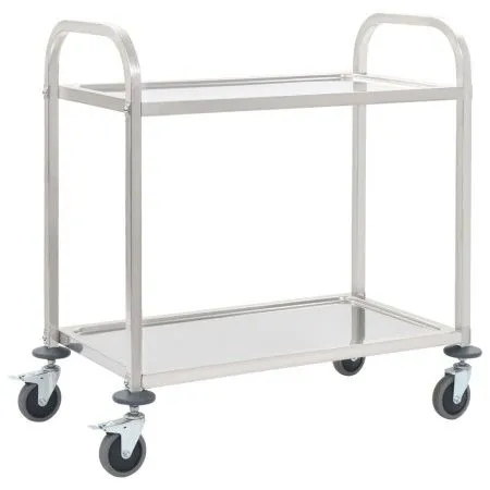 Küchenwagen mit 2 Ebenen aus Edelstahl 95x45x83,5 cm von vidaXL, Küchen- und Speisewagen - Ref: Foro24-50913, Preis: 87,02 €,...