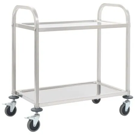 2-stufiger Küchenwagen aus Edelstahl, 96,5 x 55 x 90 cm von vidaXL, Küchen- und Speisewagen - Ref: Foro24-50912, Preis: 113,4...