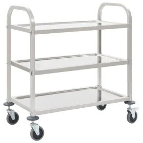 Carrito de cocina de 3 alturas 96,5x55x90 cm acero inoxidable de vidaXL, Carros de cocina y comedor - Ref: Foro24-50914, Prec...