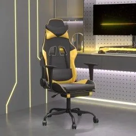 Gaming-Stuhl mit Fußstütze aus schwarzgoldenem Kunstleder von vidaXL, Gaming-Stühle - Ref: Foro24-3143655, Preis: 119,83 €, R...